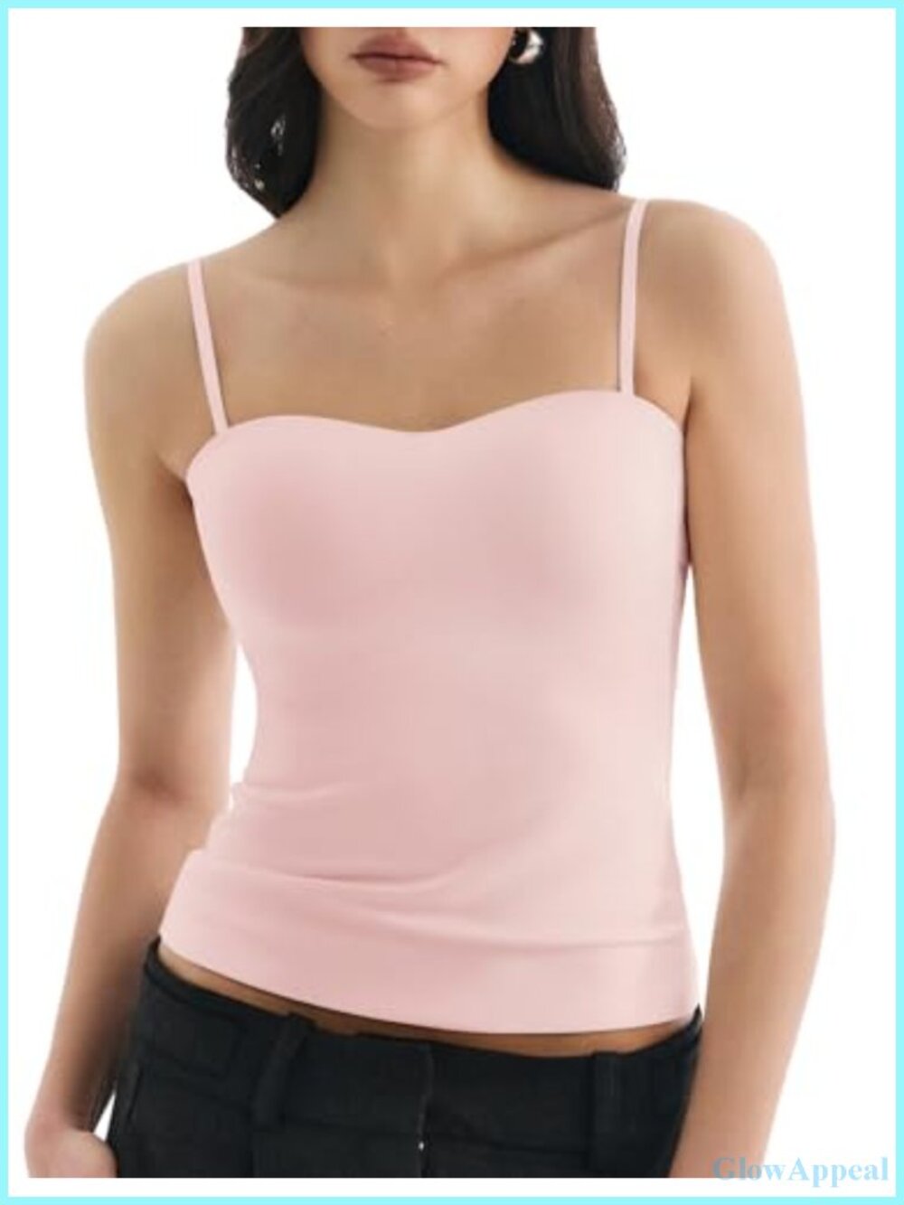 Women's Built-in Bra Tank Top Scoop Neck Double Lined Padded Cami Seamless